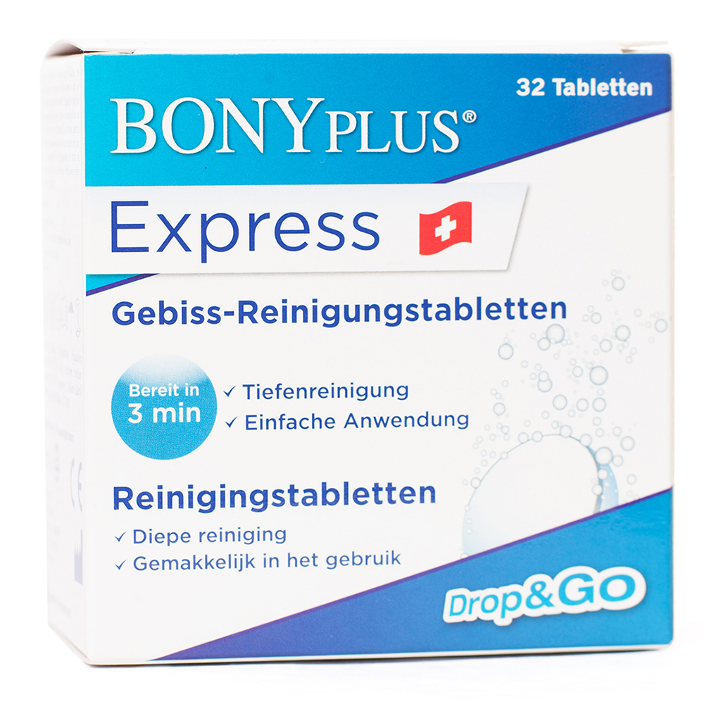 Comprimés nettoyants effervescents BONYplus Express pour orthèses anti-ronflement, orthèses d'avancée mandibulaire, OAM, embouts anti-ronflement