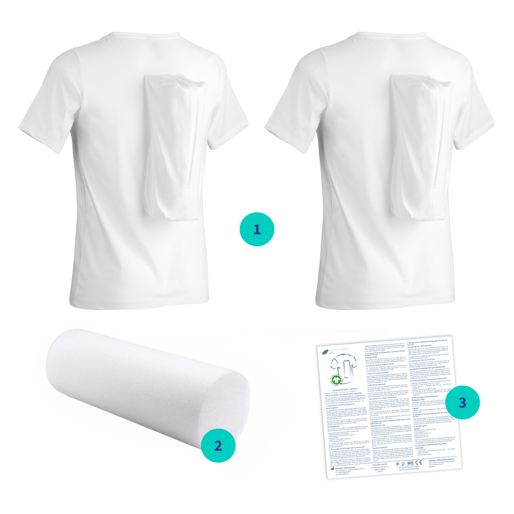 Pack Somnipax avec deux tee-shirts et cylindre en mousse