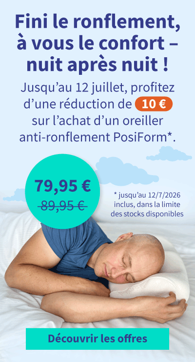 Réduction sur l’achat d’un oreiller anti-ronflement PosiForm 05